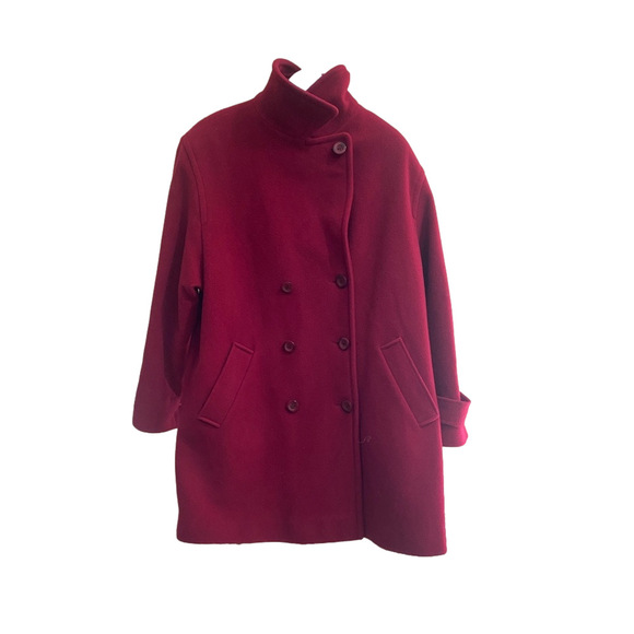 Vintage Mallia double breasted red wool coat size 14 - Picture 3 of 9